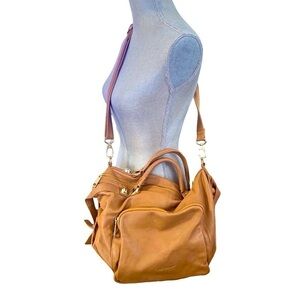 Frederic T Leather Satchel Bag l French Designer Camel Leather Tote Crossbody